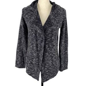 BB Dakota Demi Hoodie Jacket Open Cardigan Black Marled Pockets Womens Sz XS